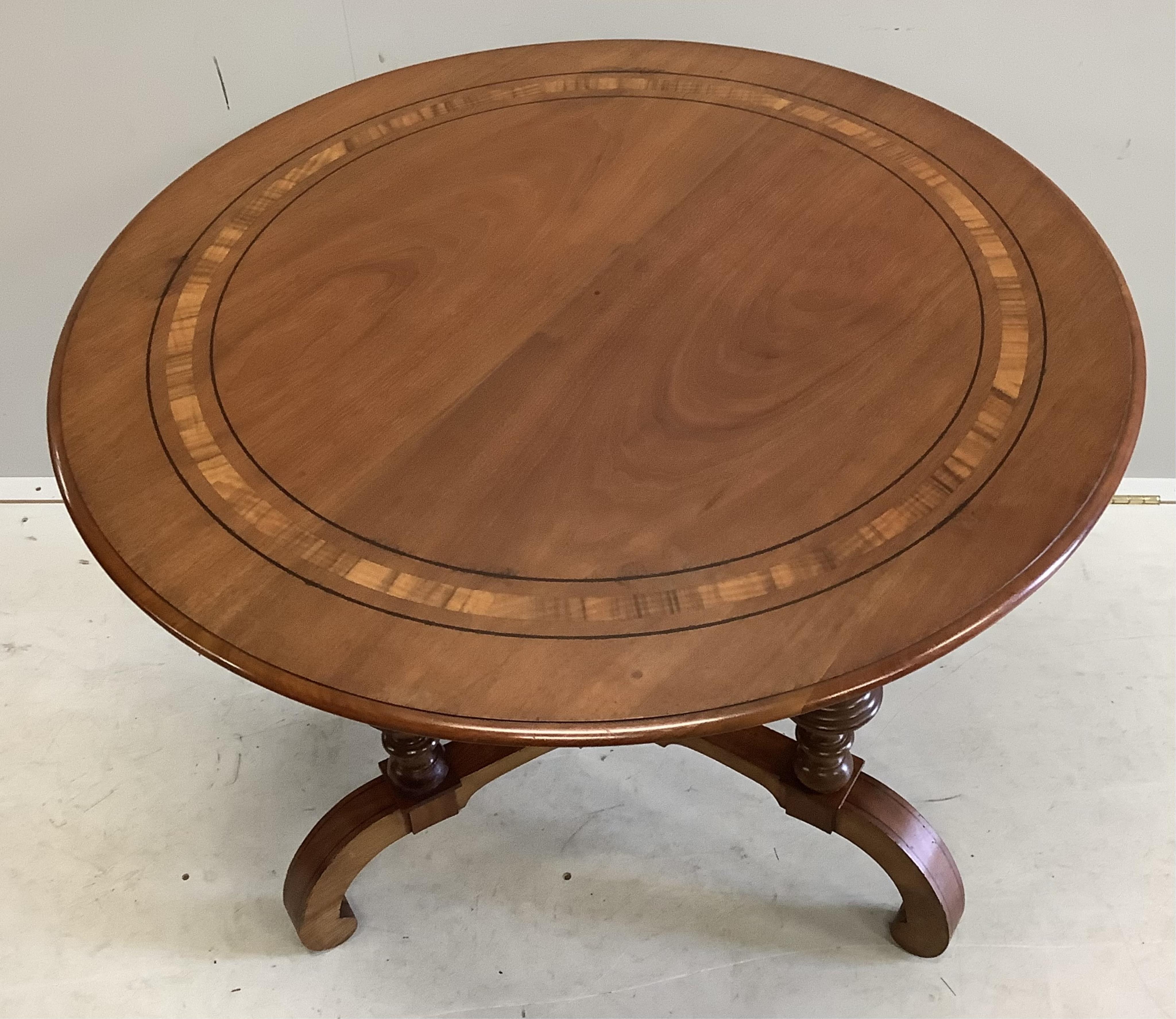 A 19th century Continental circular centre table, diameter 94cm, height 75cm. Condition - good